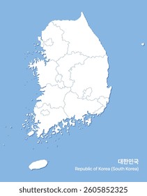 South Korea Map including jeju and dokdo. Flat outline vector illustration