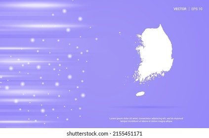 Mapa de Corea del Sur aislado en un fondo morado. Ilustración vectorial.
