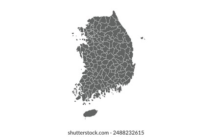 Mapa de Corea del Sur aislado sobre fondo blanco. para diseños de Sitio web, fondo, educación, preciso, personalizable, Viajes por todo el mundo, silueta de mapa de fondo, geografía de la tierra, política, informes.