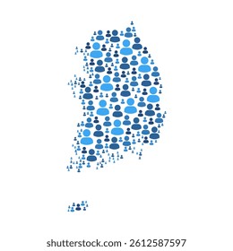 South Korea map made of people symbol on white background