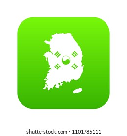 South Korea map with national flag icon digital green for any design isolated on white vector illustration