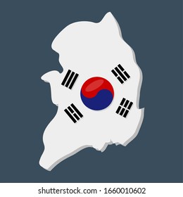 south korea map with south korea national flag inside vector illustration