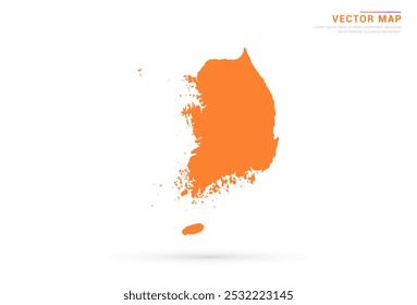 South Korea Map - Orange abstract style isolated on white background vector.