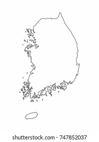 South Korea map outline graphic freehand drawing on white background. Vector illustration