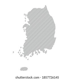South Korea map from pattern of black slanted parallel lines. Vector illustration.