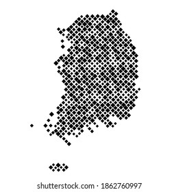 South Korea map from pattern of black rhombuses of different sizes. Vector illustration.