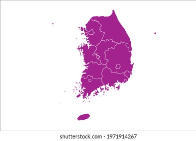 South Korea Map pink Color on White Backgound