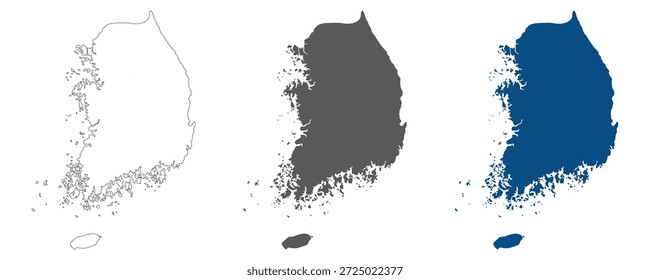Mapa de Corea del Sur. Mapa de Corea del Sur en detalles en blanco.