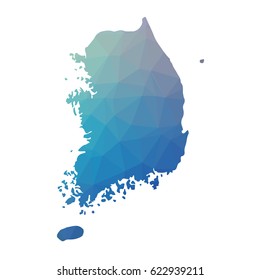 South Korea map polygonal design -  blue geometric rumpled triangular low poly style gradient graphic background 