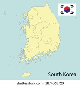 south korea map with provinces, vector illustration