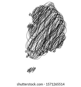 South korea map scrible sketch line art vector design with white background