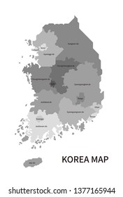 South Korea map, Seoul and administrative divisions. vector map. 