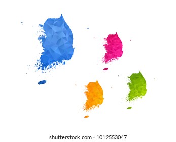 South Korea map - Set of geometric rumpled triangular low poly style gradient graphic background , polygonal design for your ,Vector eps 10.