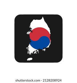 South Korea map silhouette with flag on black background