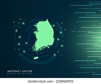 South Korea map of technology green futuristic Background vector.