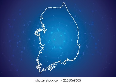 Südkorea-Karte-Technologie mit Netzwerkanschluss-Hintergrund