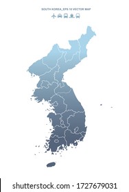 south korea map. korea vector map.