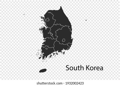 South Korea map vector, black color. isolated on transparent background