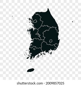 South Korea map vector. dark color. isolated on transparent background.