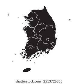 Ilustración de diseño de Vector de mapa de Corea del Sur