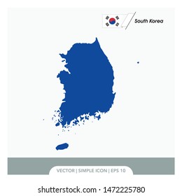 South Korea map and vector flag template
