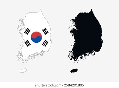 South Korea Map vector icon. Map of South Korea in Flag colors.