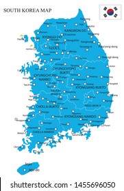South Korea map vector illustration, map of cities