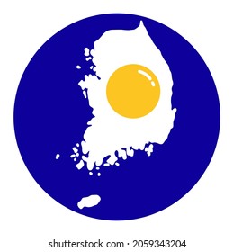 South Korea map vector illustration in shape of sunny side up egg