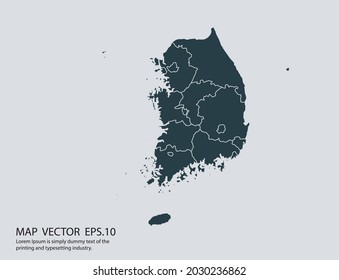 South Korea map vector, isolated on gray background