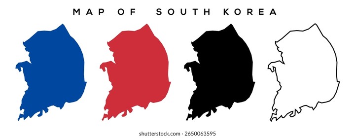 Mapa Vetor da Coreia do Sul - Ilustração do Contorno do País Isolado

