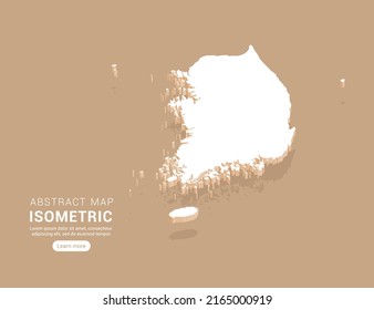 South Korea map white on brown background with isometric vector.