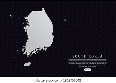 South Korea Map - World Map International vector template with White Color isolated on hexagon background - Vector illustration eps 10
