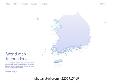 Mapa de Corea del Sur - Mapa mundial Planilla vectorial internacional con estilo isométrico que incluye sombra, color púrpura y azul aislado en fondo blanco para diseño, sitio web - Ilustración vectorial eps 10