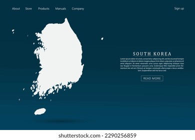 South Korea Map - World map international vector template with 3d white color on dark blue and green gradient color background for website template design, infographic - Vector illustration eps 10