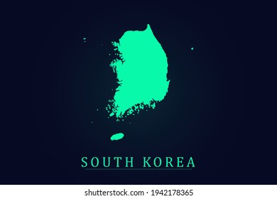 South Korea Map - World map vector template with green color gradient isolated on dark background - Vector illustration eps 10