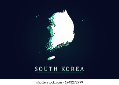 South Korea Map - World map vector template with green and white  color gradient isolated on dark background - Vector illustration eps 10