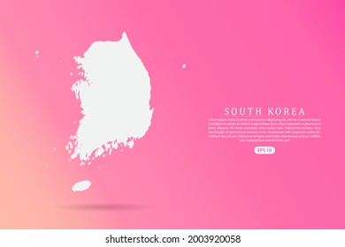 South Korea Map - World map vector template with 3d white color on Pink gradient background for infographic - Vector illustration eps 10
