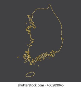 South Korea Map,outline,stroke,line Style