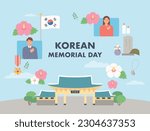 South Korea Memorial day. Posters and iconic objects. June 6