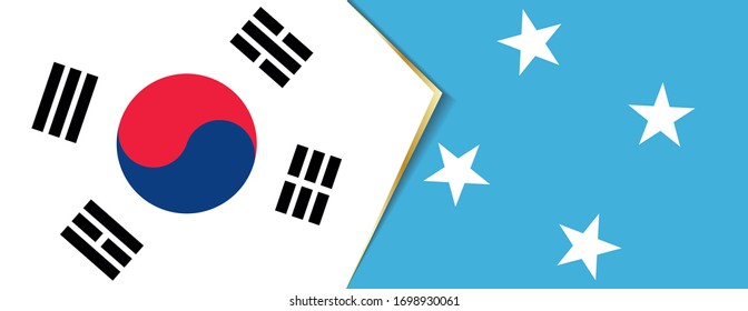 Banderas de Corea del Sur y Micronesia, dos banderas vectoriales símbolo de relación o confrontación.