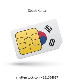 South Korea mobile phone sim card with flag. Vector illustration.