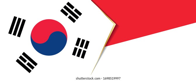 South Korea and Monaco flags, two vector flags symbol of relationship or confrontation.