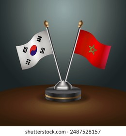 South Korea  and Morocco table flags relation with gradient backgrund. Vector Illustration