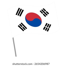 Bandeira nacional da Coreia do Sul flutters com mastro