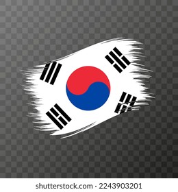 South Korea national flag. Grunge brush stroke. Vector illustration on transparent background.