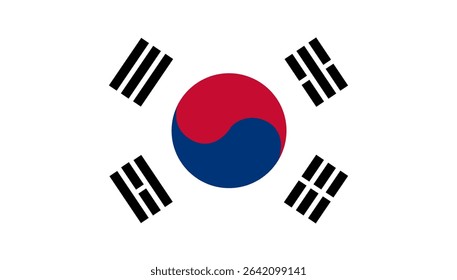 South Korea national flag with a grunge-style splash effect border. Editable vector illustration suitable for modern designs, education, and cultural projects.