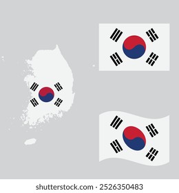 South Korea national flag . Flag of south Korea Independence Day banner . National map and flag of South Korea on white background vector illustration 