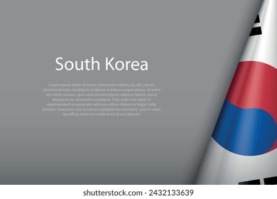 Bandera nacional de Corea del Sur aislada sobre fondo oscuro con copyspace