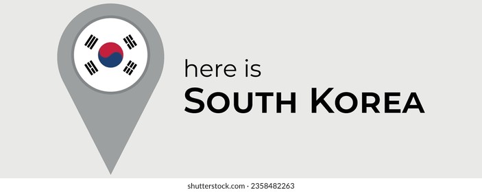 South Korea national flag map marker pin icon illustration