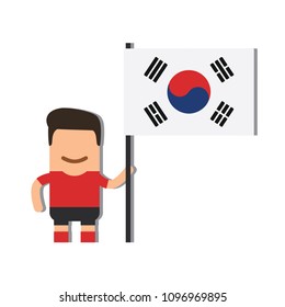 South Korea national football team holding the national flag icon, vector illustration design. Football collection.
